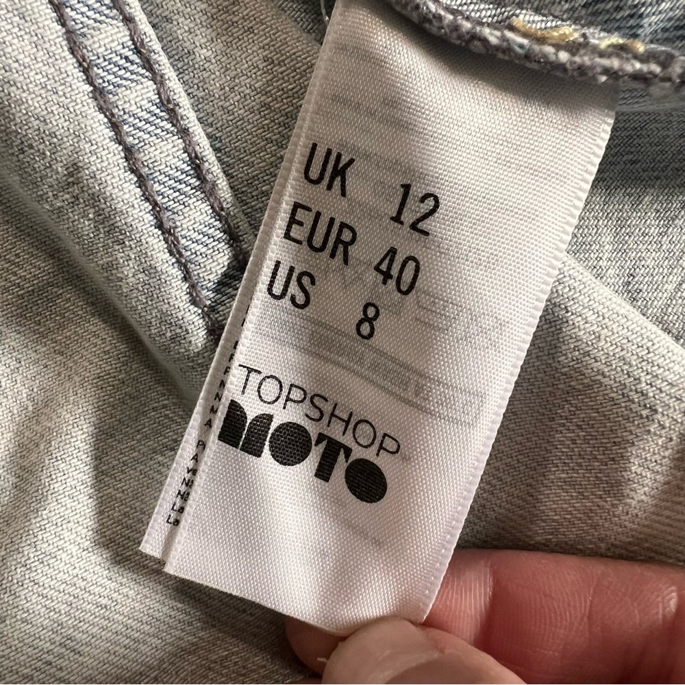 Topshop Moto Distressed double pocket Jean Jacket, size 8 - Picture 9 of 10